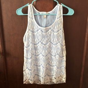 Zipper Back Lace Top